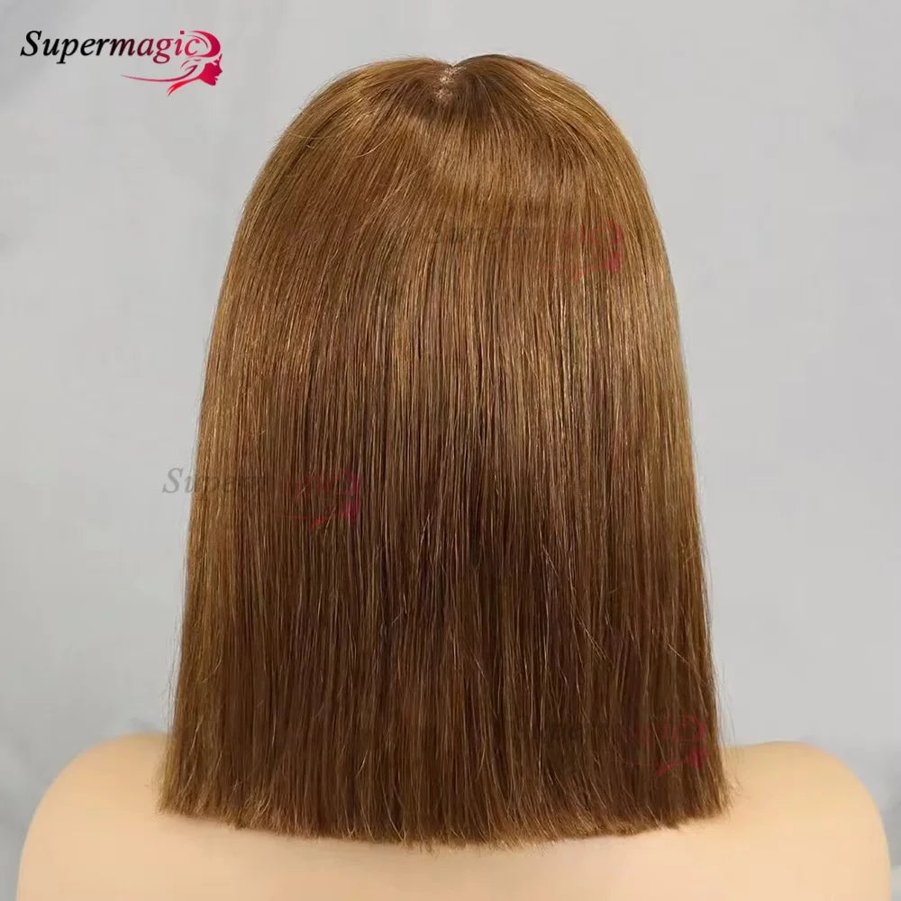 Double Drawn 2x6 HD Glueless Bone Straight Bob Wigs Raw Vietnamese Virgin Human Hair Short Chocolate Brown Bob Wigs for Women