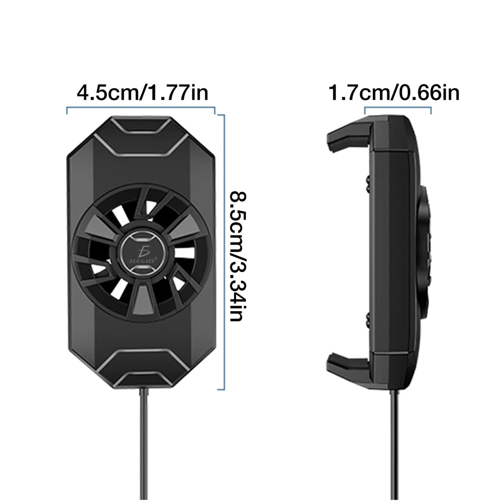 ELE-GATE Portable Rechargeable Mobile Phone Radiator Fan Quiet ABS Material Gaming Cooling (Model CLR.S1)