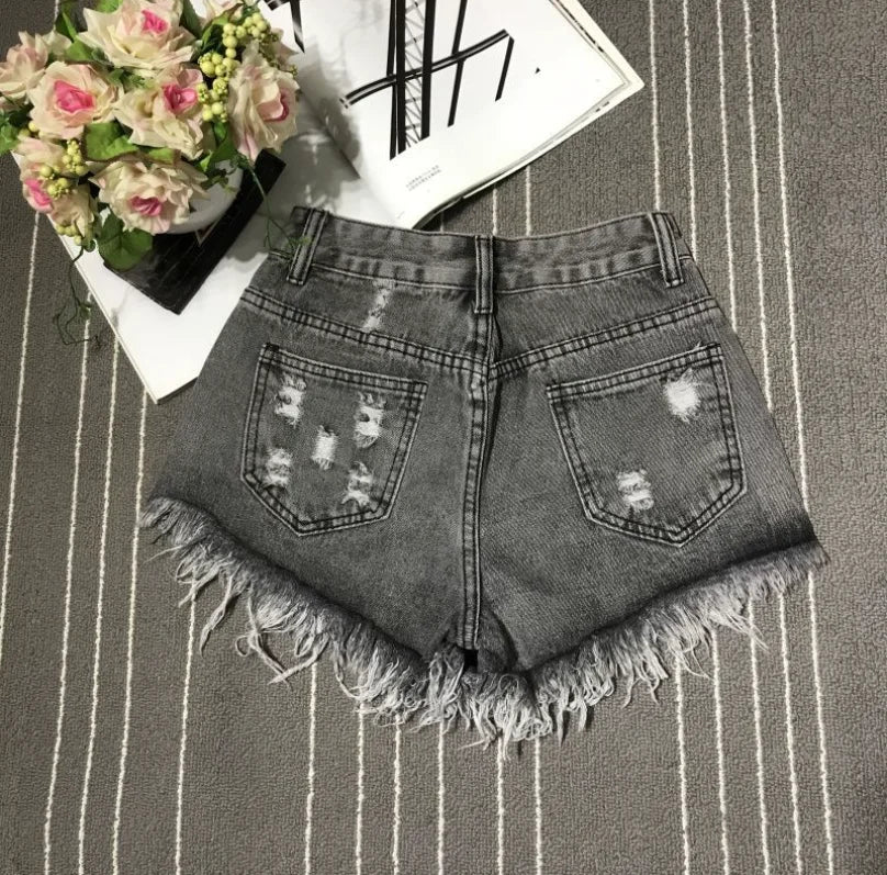 Vintage Denim Short Pants Women's 2026 Summer Hot Loose Ripped High Waist Korean Kpop Fashion Casual Lady Jean A- Line Hot Pants