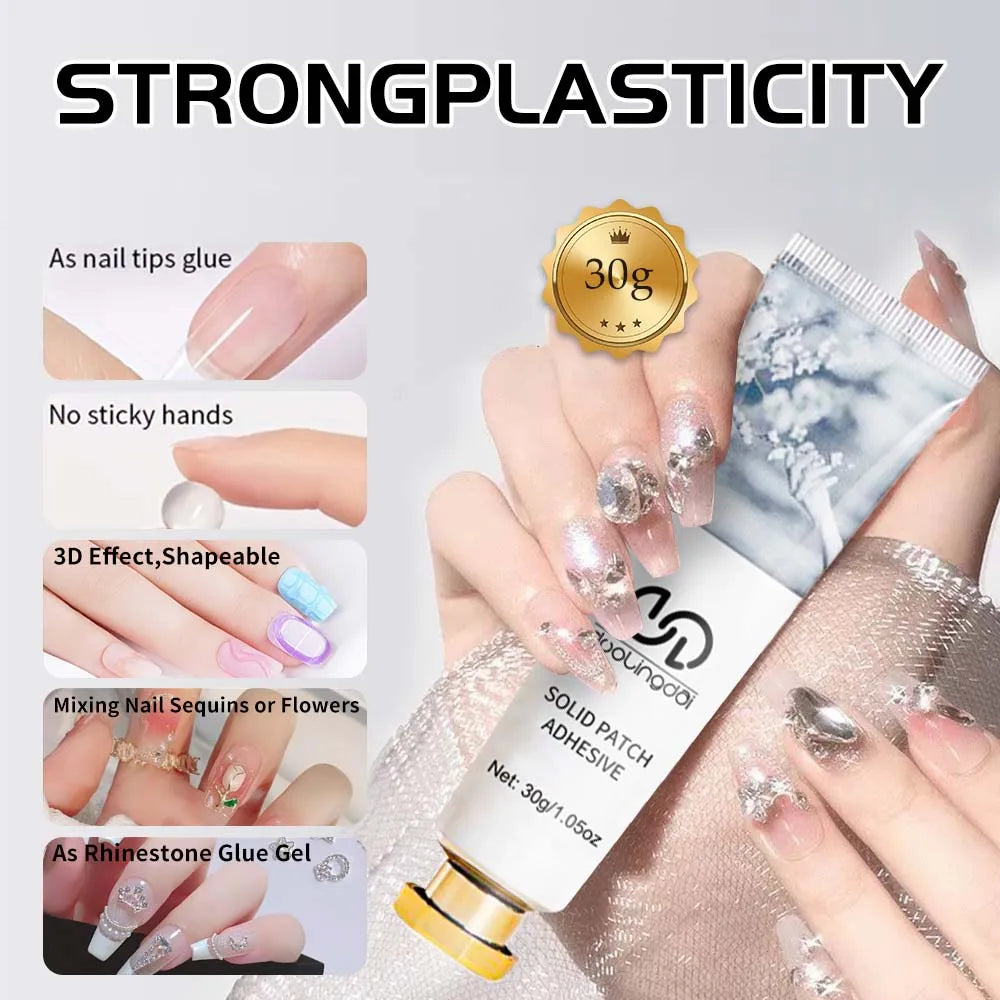 30g Non- stick hand - Solid Patch Adhesive， for Press On Nails, Nail Gel for Fake Nails, Super Strong Acrylic Nail Gel