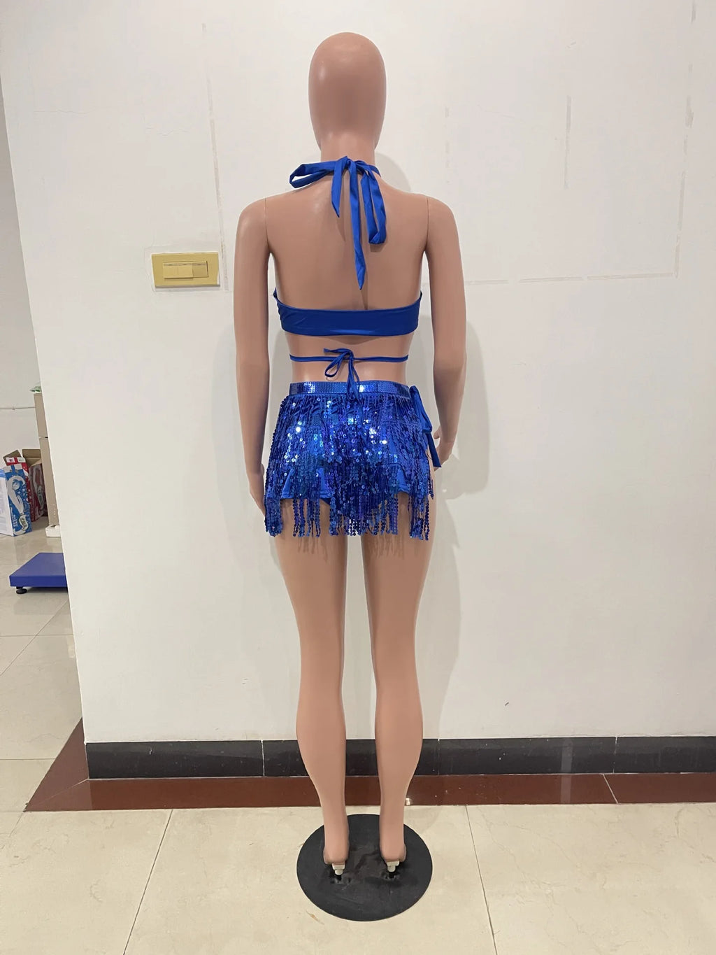 Sexy Rhinestones Tassel Dress Women Festival Clothing Summer Beach Dress Irregular Cut Out Backless Party Mini Dress Clubwear