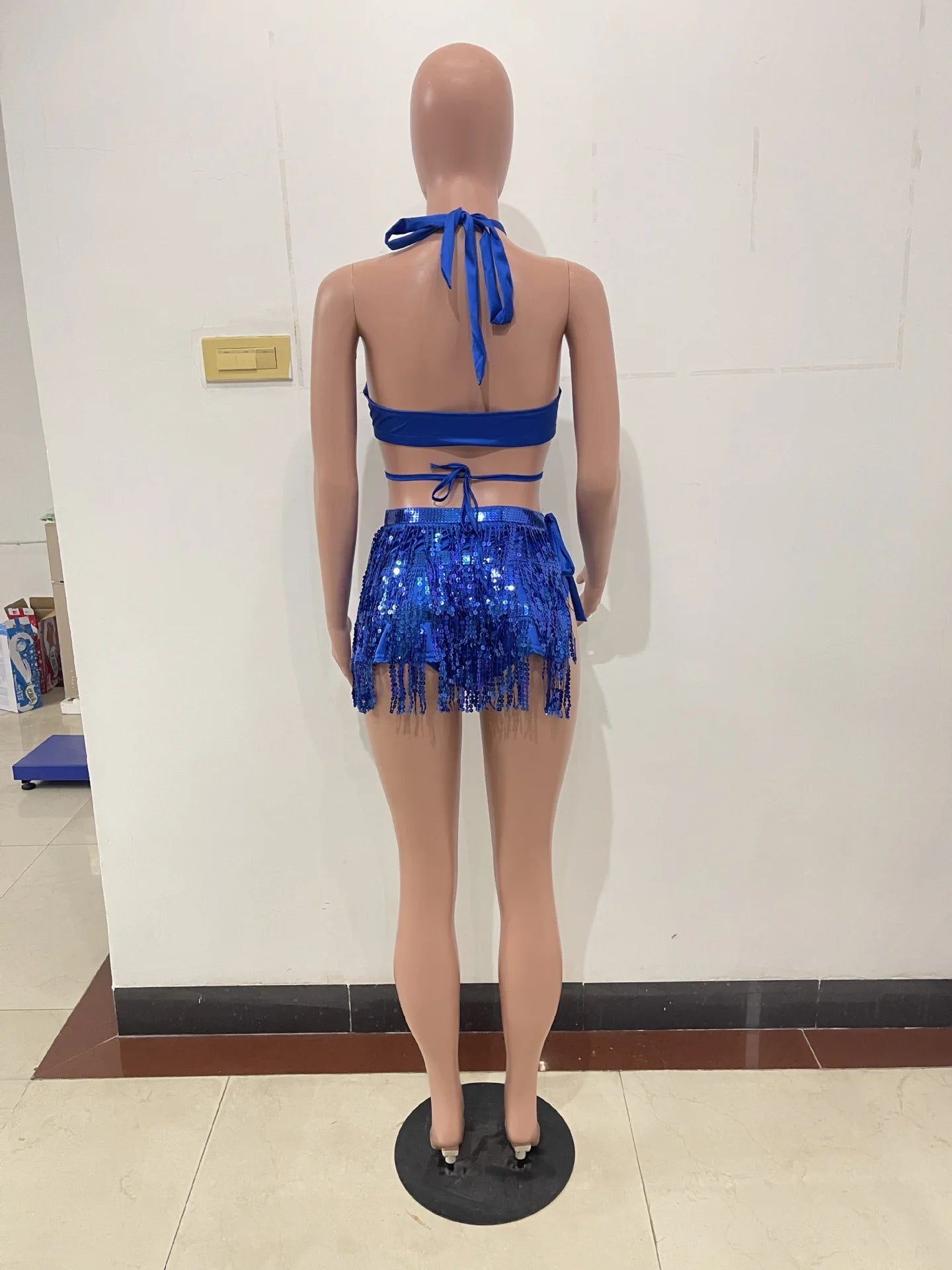 Sexy Rhinestones Tassel Dress Women Festival Clothing Summer Beach Dress Irregular Cut Out Backless Party Mini Dress Clubwear
