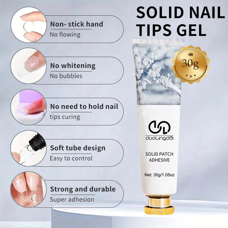 30g Non- stick hand - Solid Patch Adhesive， for Press On Nails, Nail Gel for Fake Nails, Super Strong Acrylic Nail Gel