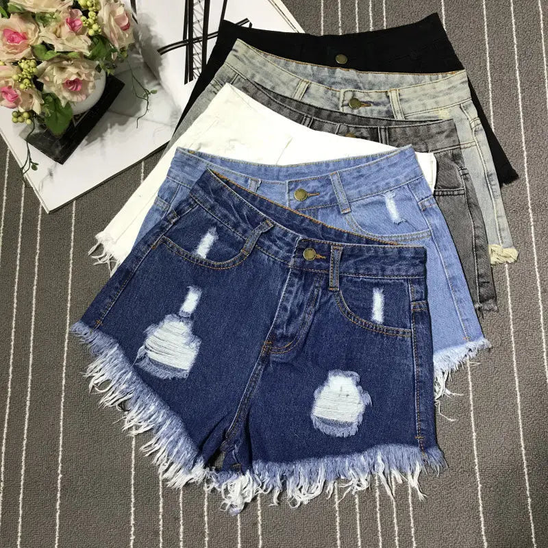 Vintage Denim Short Pants Women's 2026 Summer Hot Loose Ripped High Waist Korean Kpop Fashion Casual Lady Jean A- Line Hot Pants
