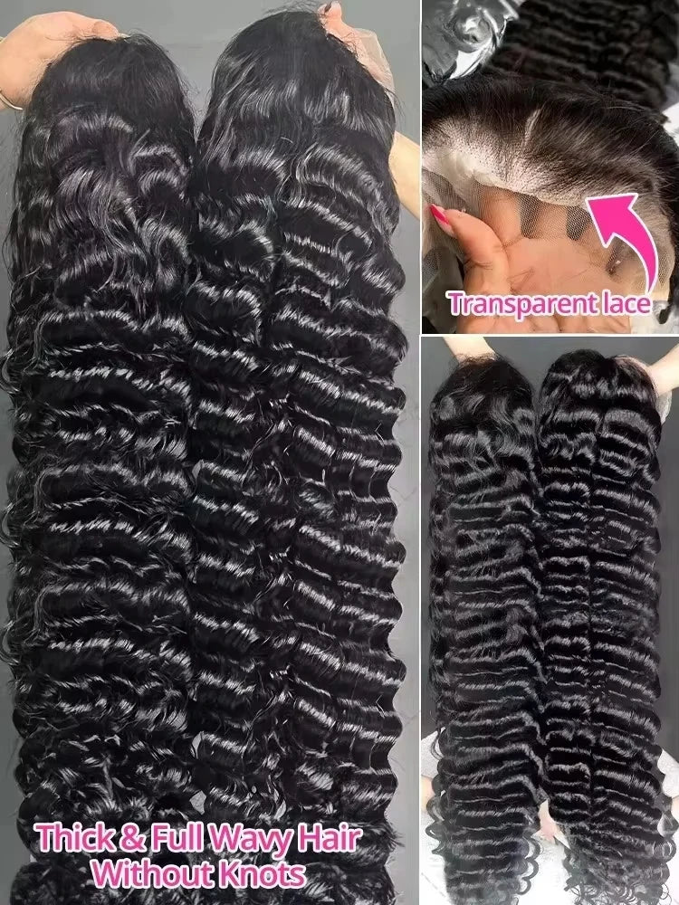 Lakeisha High Density Loose Wave HD 13x6 Lace Front Wigs Human Hair Black Raw Brazilian Deep Curly 40 Inch 13x4 Lace Frontal Wig