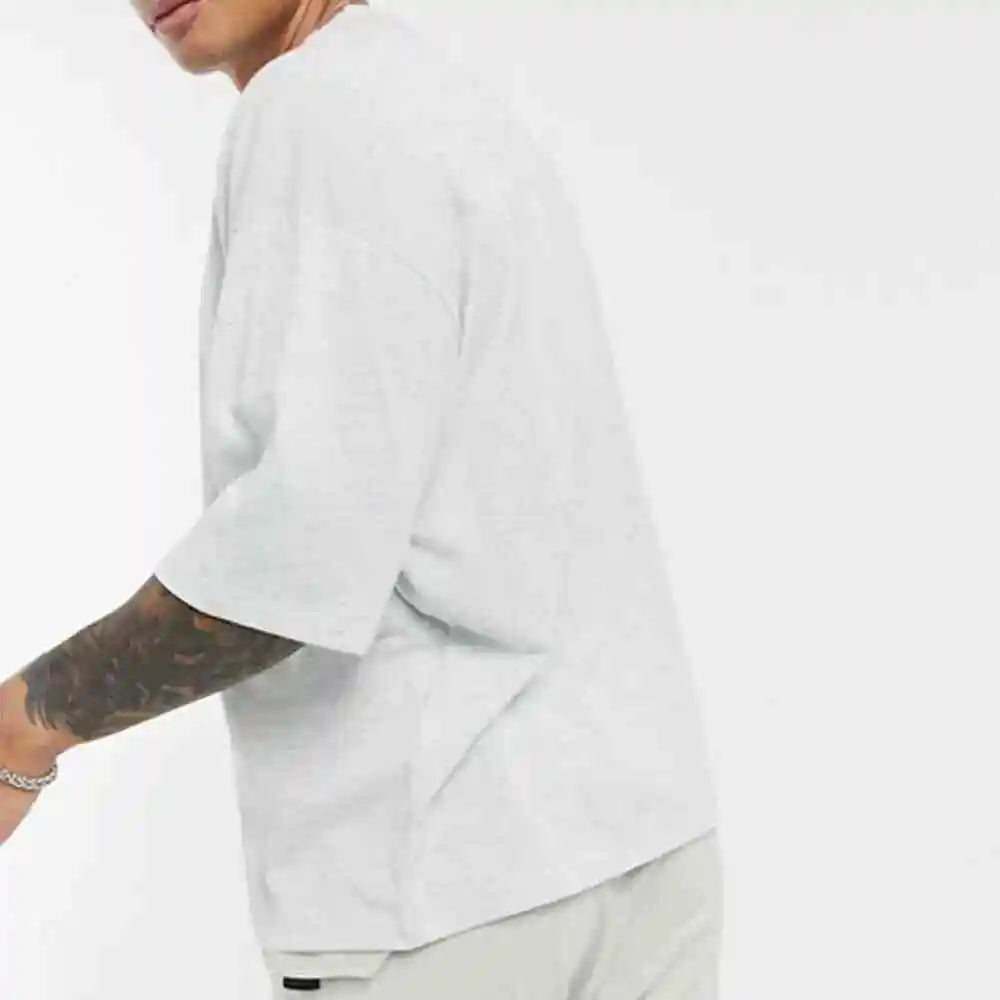2025 Men's Jersey T-Shirt and Shorts Set New Design 100% Cotton Affordable Summer Oversize Style Twin Set White Colour Outwear