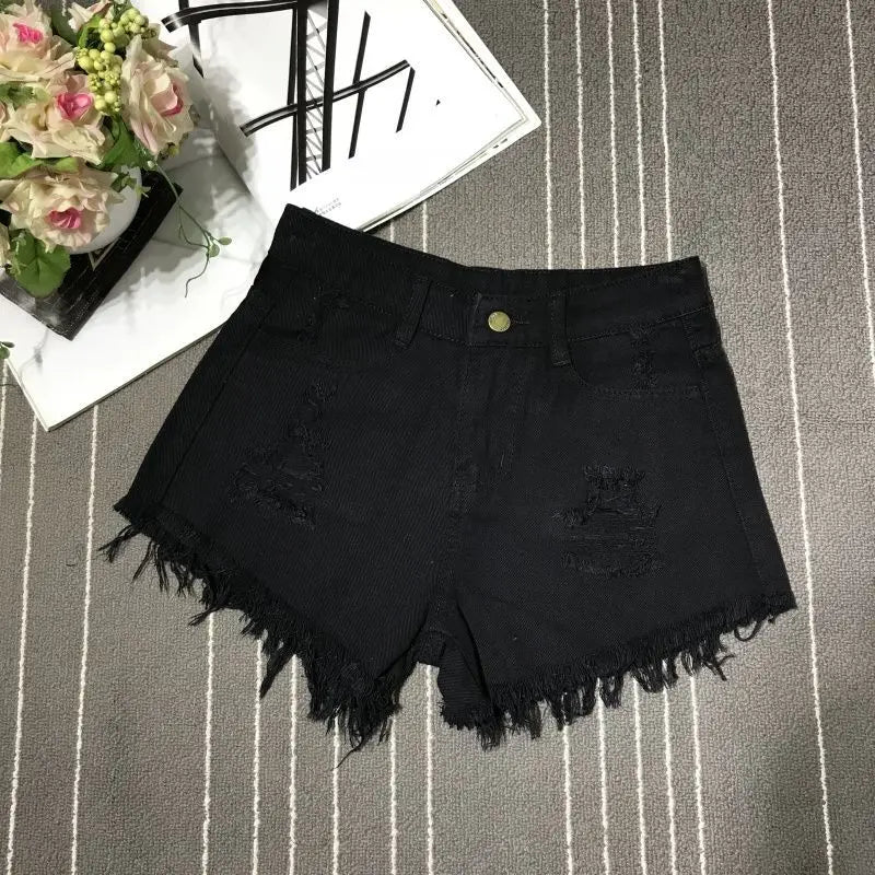 Vintage Denim Short Pants Women's 2026 Summer Hot Loose Ripped High Waist Korean Kpop Fashion Casual Lady Jean A- Line Hot Pants