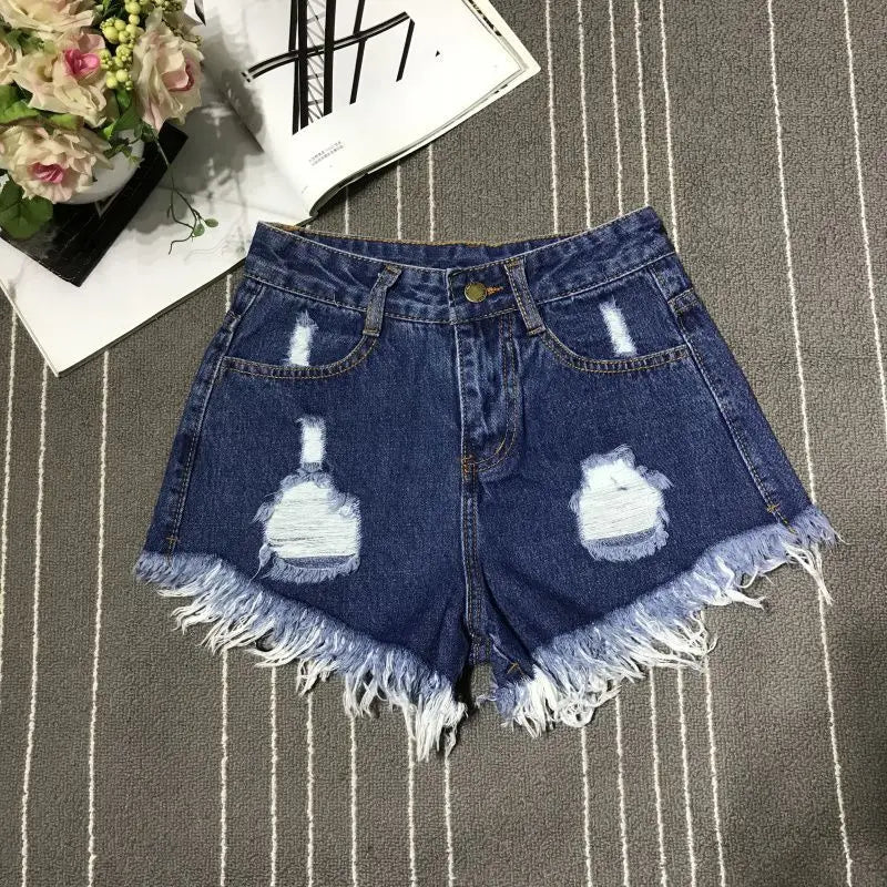 Vintage Denim Short Pants Women's 2026 Summer Hot Loose Ripped High Waist Korean Kpop Fashion Casual Lady Jean A- Line Hot Pants