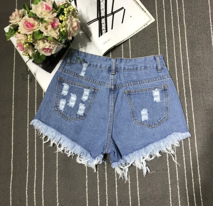 Vintage Denim Short Pants Women's 2026 Summer Hot Loose Ripped High Waist Korean Kpop Fashion Casual Lady Jean A- Line Hot Pants