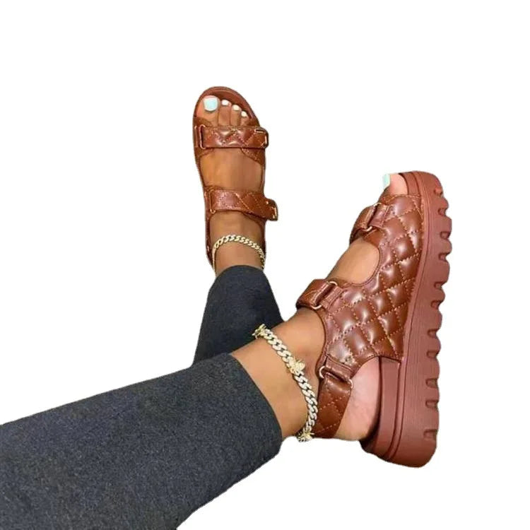 Yubai Women's Slip-On PU Upper Round Toe Pink Green Platform Wedge Sandals Midsole Rubber Outsole Summer Fashion Trend Design