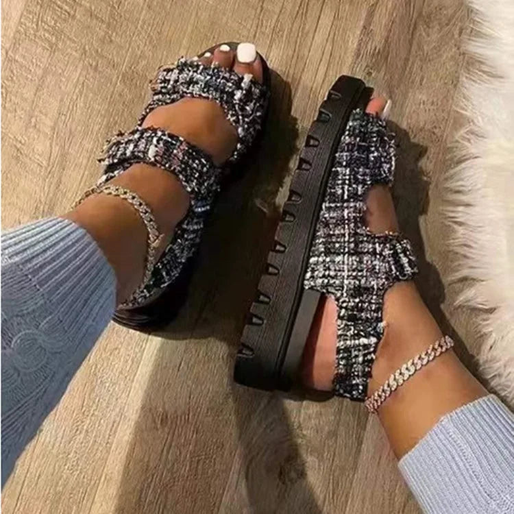 Yubai Women's Slip-On PU Upper Round Toe Pink Green Platform Wedge Sandals Midsole Rubber Outsole Summer Fashion Trend Design
