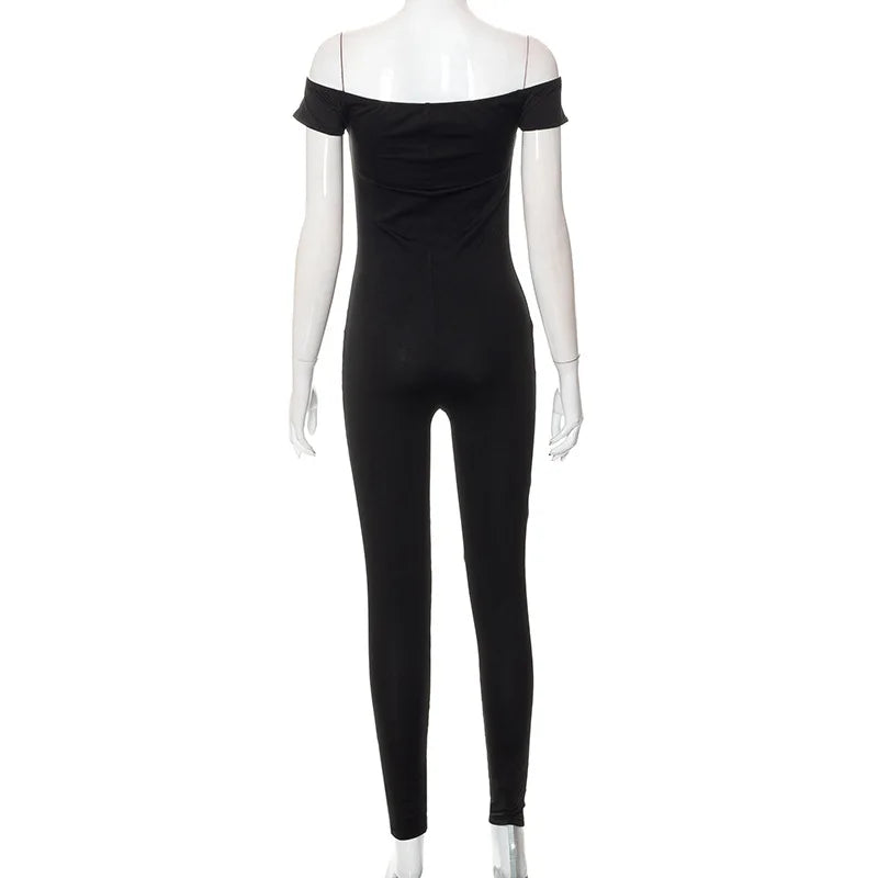 Liu Ming Custom Design Women Sexy Y2K Clothing Short Sleeve Hollow Out Skinny Romper Jumpsuit