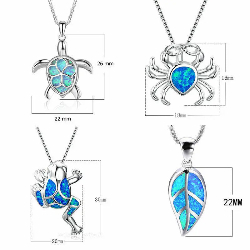 Boho Cute Sea Dolphin Pendant Necklace for Girl Statement Women Accessories Fashion Imitation Blue Opal Necklace Jewelry Gifts