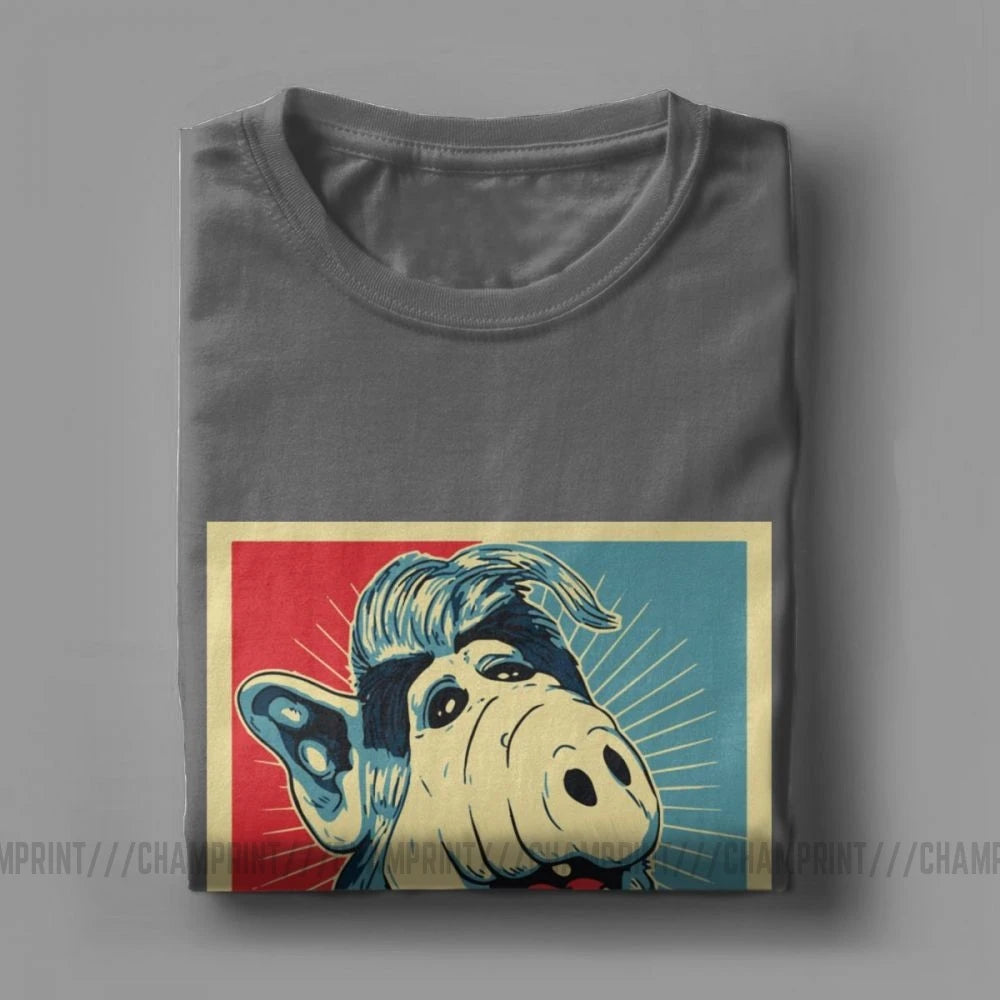 Hope For Melmac Yes We Can Parody With Alf T Shirts Men Cotton T-Shirt Round Collar Tv Shumway Sitcom Cat Alien Tee Shirt