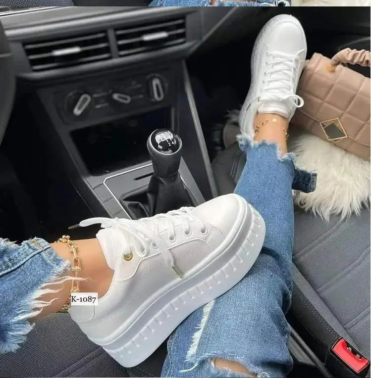 Platform White Shoes Woman Sneakers Fashion Ladies Trainers Baskets Femme Casual Chunky Sneakers Woman Big Size 43