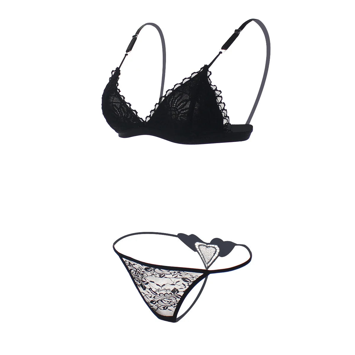 2pcs Sexy Woman Bra And Panty   Lace Bra Wire Free Bralette Lingerie Female Seamless Unpadded Transparent Brassiere bra set