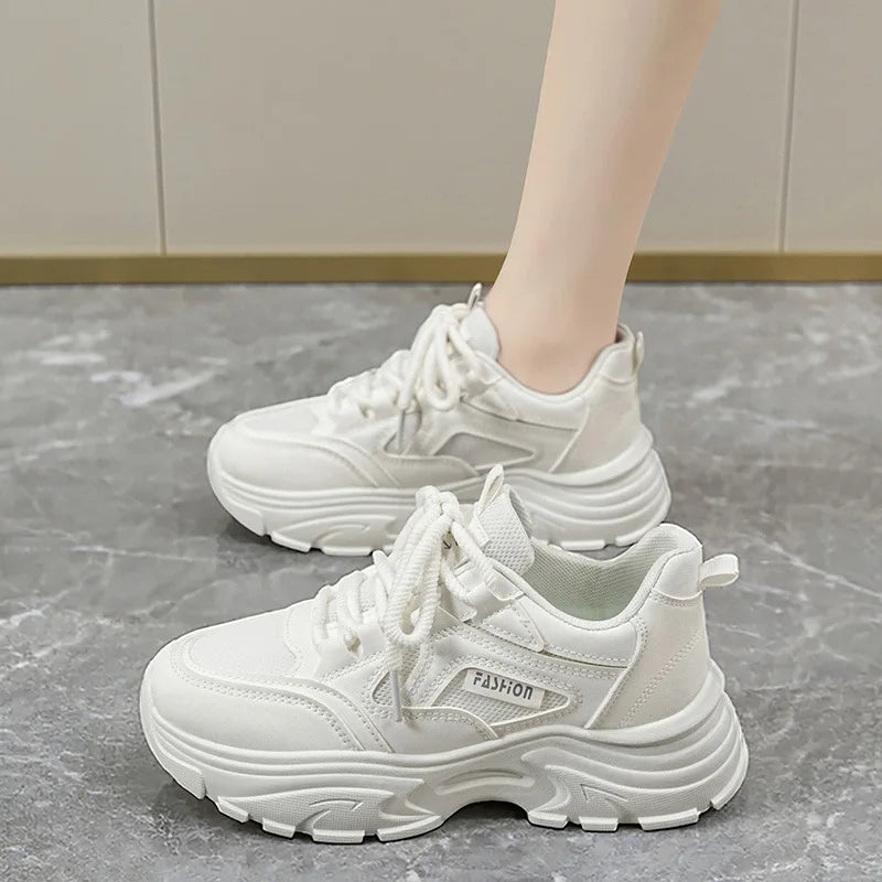 Simple Printing Korean Plate Shoes Spring Autumn College Wind Trend Casual Lace Breathable Wear Resistant Ladies' Casual Shoes