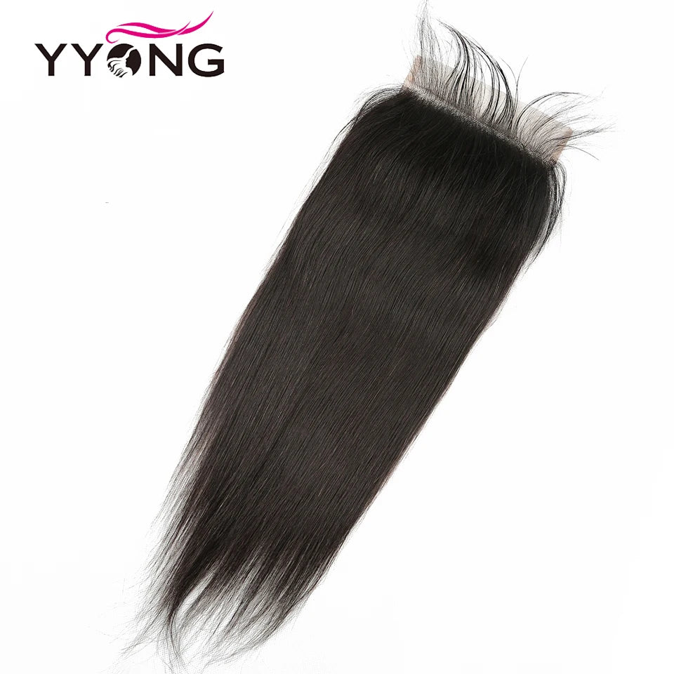 YYong Straight Hair Bundles With 6x6 Lace Closure Remy Brazilian Human Hair Weave Bundles With Closure Hair Extension