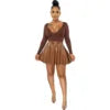 Liu Ming Fashion 2025 Women Streetwear Pleated Faux Leather a Line Mini Skirt