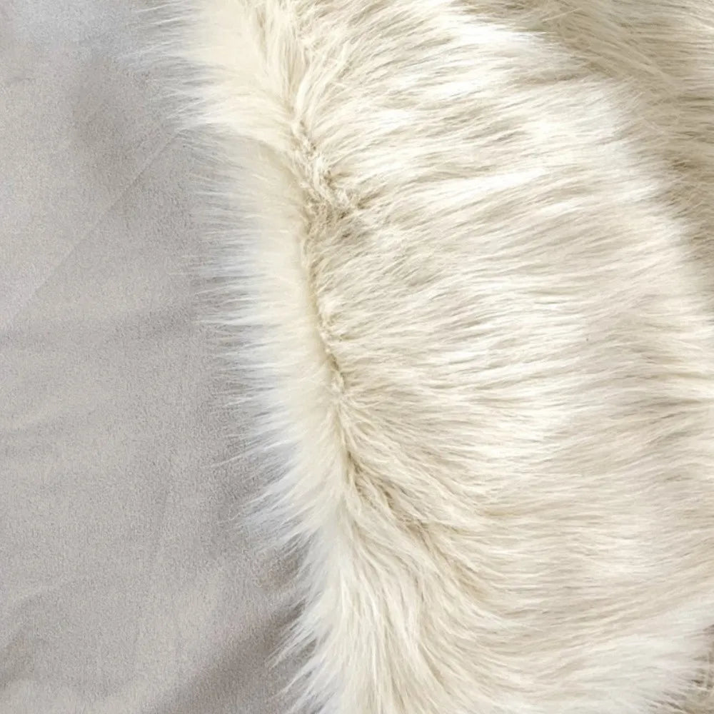 HMS 50\" X 60\" Royal White Long Hair Faux Fur Throw Acrylic & Polyester Knitted Plush 100% Polyester Backing for Garments