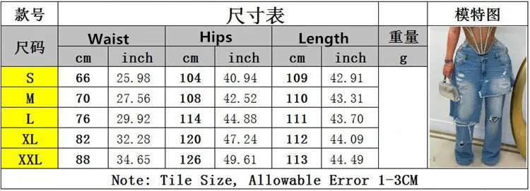 2025 Fall Women's Ripped Out Stretchy Denim Pants Sexy High Waist Hole Camouflage Straight-leg Jeans Y2k Streetwear