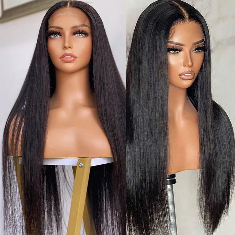 100 13x6 Raw Virgin Lace Frontal Human Hair Wig, Invisible Glueless HD Full Lace Front Wigs, Brazilian Bone Straight Hair Wig