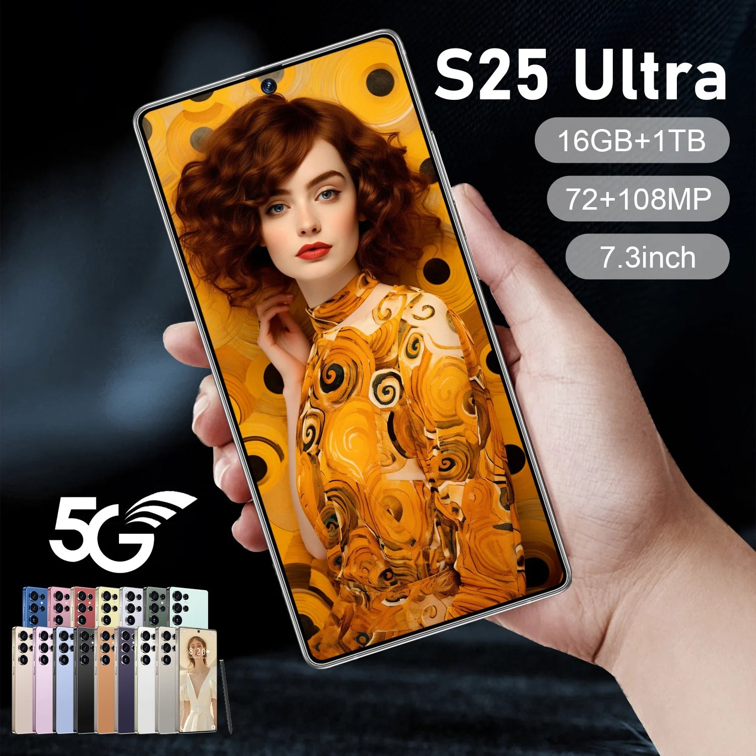 S25 Ultra 8000mAh Battery 7.3 Inch HD Screen 108MP Rear 65W for Extended Use Remote Areas-French Spanish English