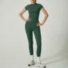J8455-trendy Solid Color Seamless Legging 2 Piece Set Lady Yoga Wear Jogger Two Piece Set Women Tracksuit