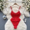 Summer Y2K V-neck Jumpsuit for Women Sleeveless High Waist Patchwork Mesh Bodysuit Ladies Sexy Rompers Wholesale