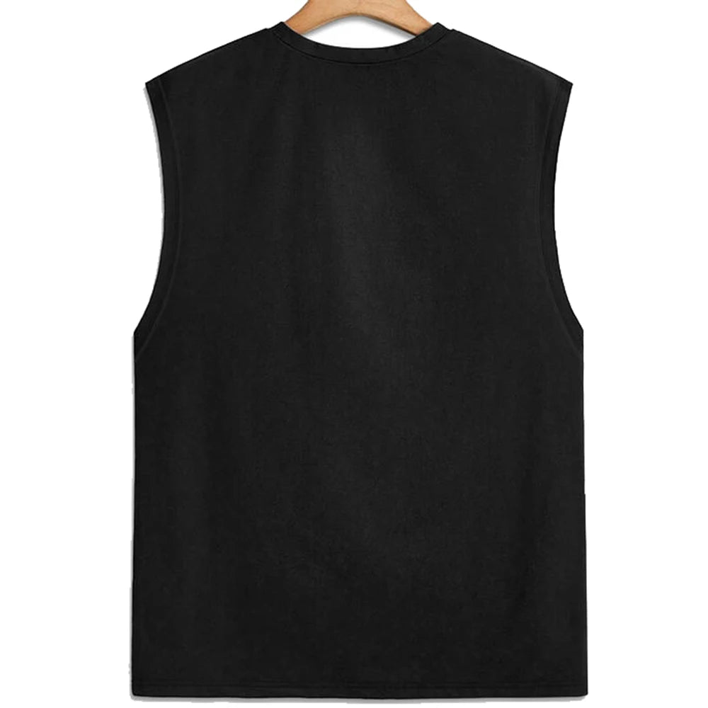 Free Shipping Men's 100% Cotton Sleeveless Tshirt Breathable Knitted 180g DTF Print Summer Sport Vest Men's Tank Tops