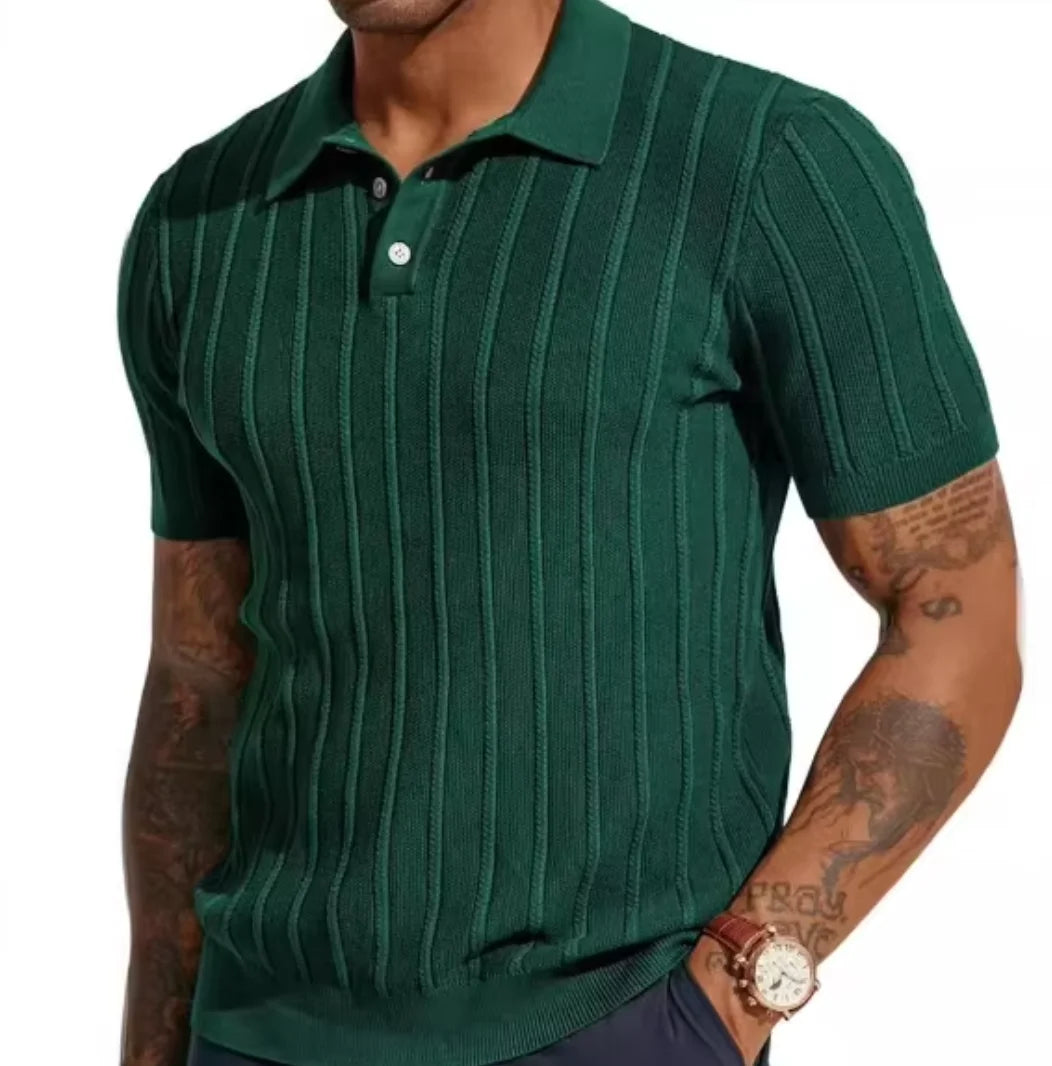 Liu Ming Oem New Products Fashionable Solid Color Knitted Sweater Casual Short Sleeve Ribbed Knit T Shirt Top for Men
