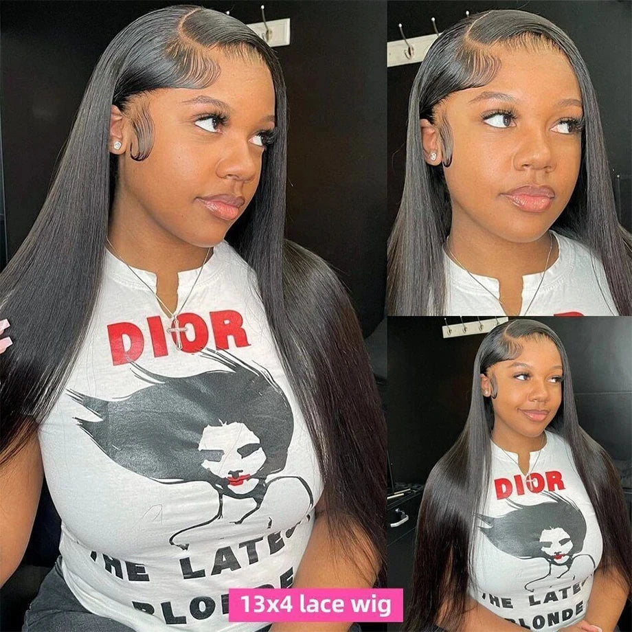 Wholesale Raw Virgin Brazilian Hair Straight HD Lace Front Wig Human Hair Wigs,  180% 13x4 Pre Plucked Frontal Lace Closure Wig