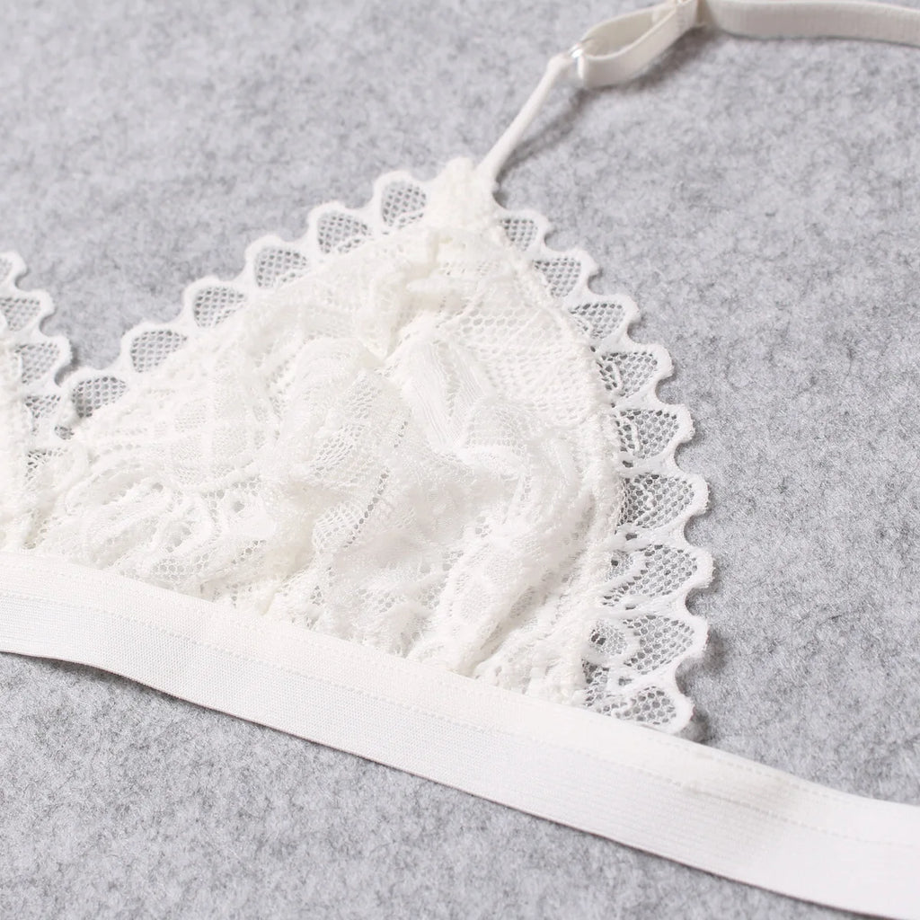 2pcs Sexy Woman Bra And Panty   Lace Bra Wire Free Bralette Lingerie Female Seamless Unpadded Transparent Brassiere bra set