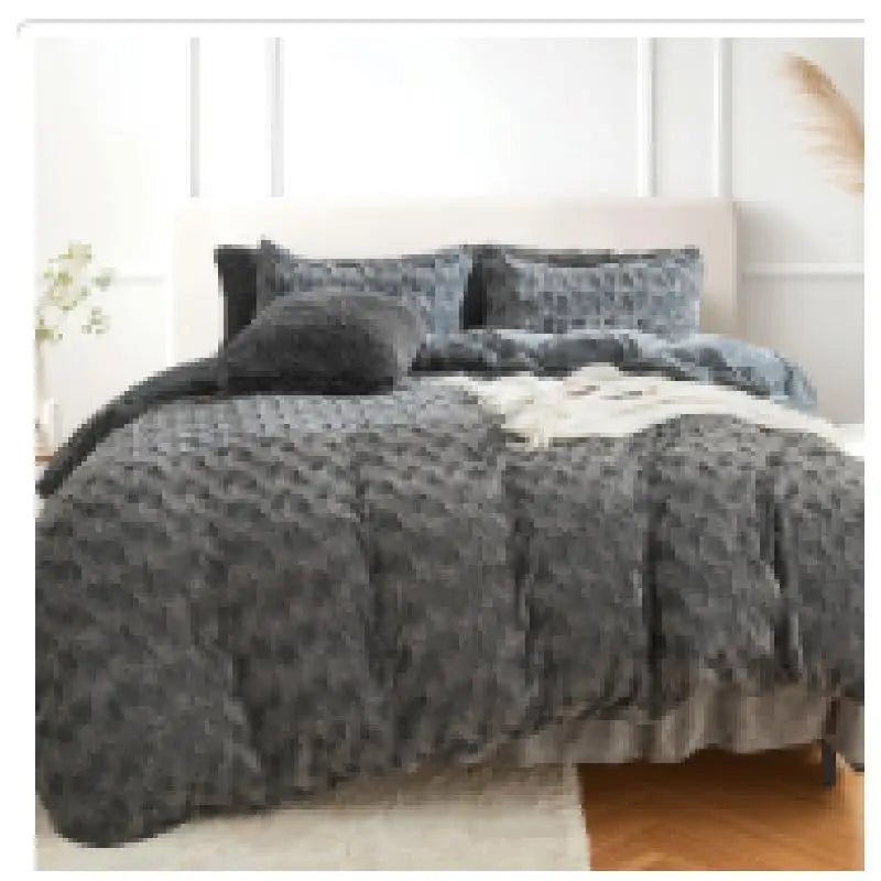 3PCS Premium Faux Fur Comforter Cover Set with Duvet Cover and 2 Pillow Shams-Made in China