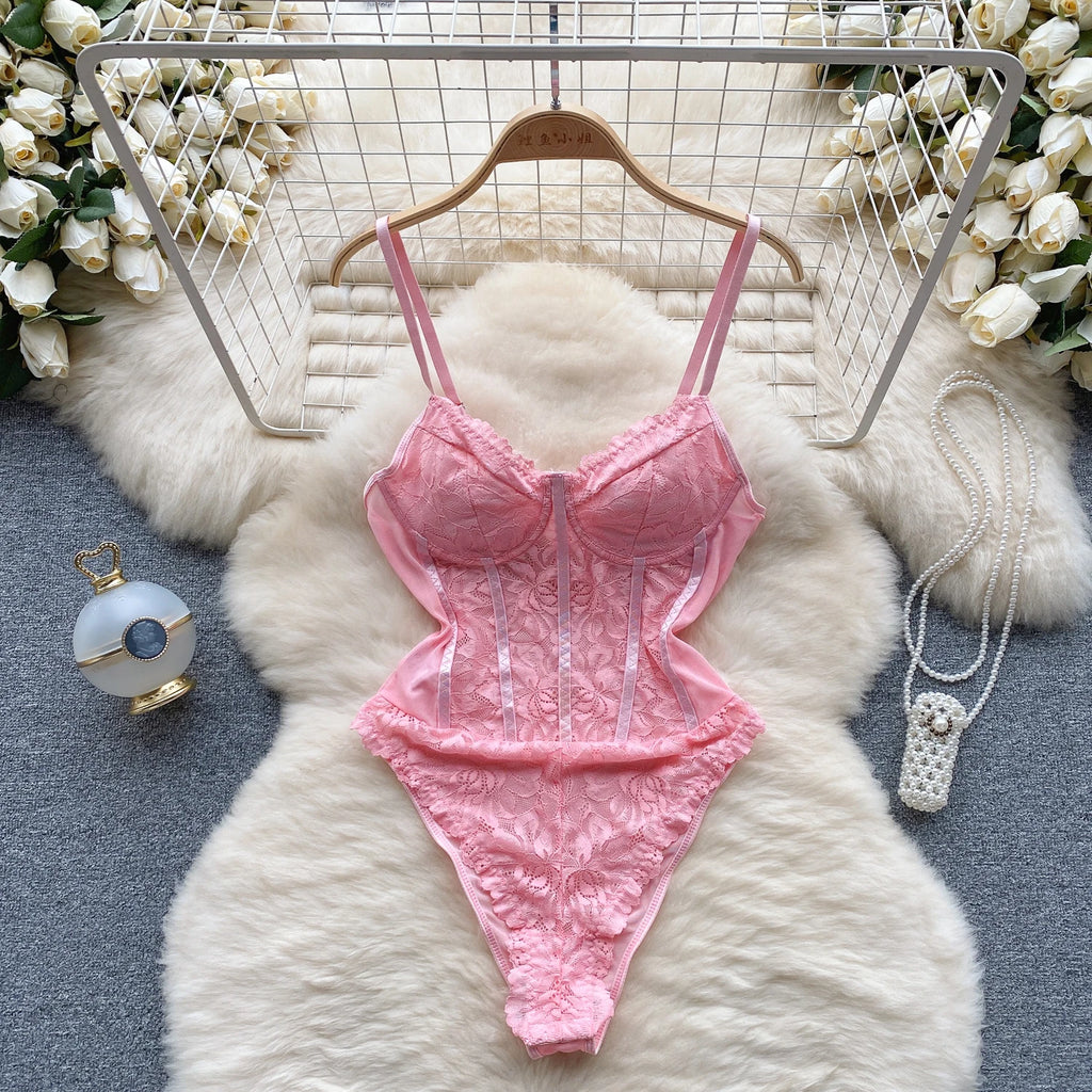 Summer Y2K V-neck Jumpsuit for Women Sleeveless High Waist Patchwork Mesh Bodysuit Ladies Sexy Rompers Wholesale