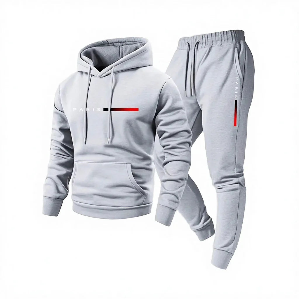2025 New Autumn/Winter Men's Women's Printed Knitted Thermal Hooded Sporty Sportswear Sets Long Pants Outdoor Fashionable