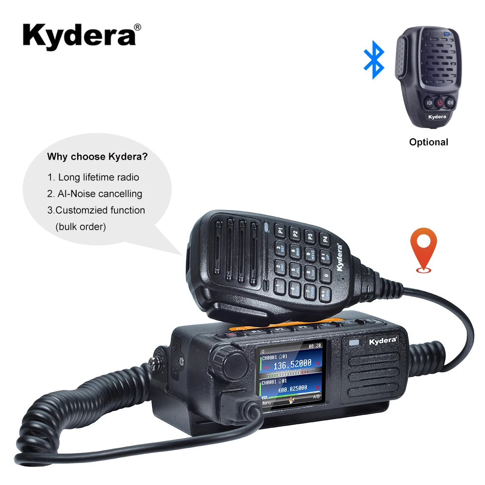 Kydera Dual Band 20W MINI DMR Mobile Transceiver UHF VHF  Two Way Radio  Car Amateur Vehicle Radio with Talker Alias