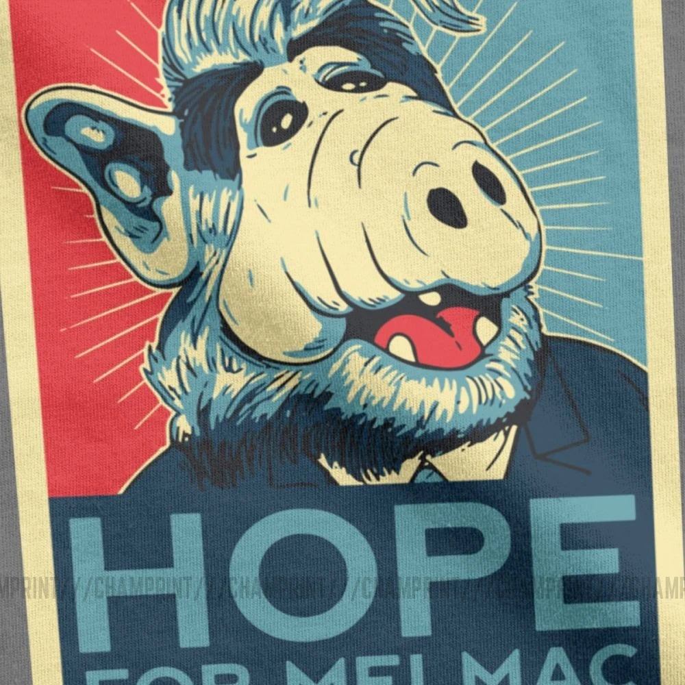 Hope For Melmac Yes We Can Parody With Alf T Shirts Men Cotton T-Shirt Round Collar Tv Shumway Sitcom Cat Alien Tee Shirt