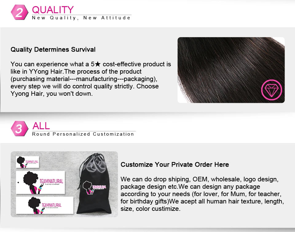 YYong Straight Hair Bundles With 6x6 Lace Closure Remy Brazilian Human Hair Weave Bundles With Closure Hair Extension