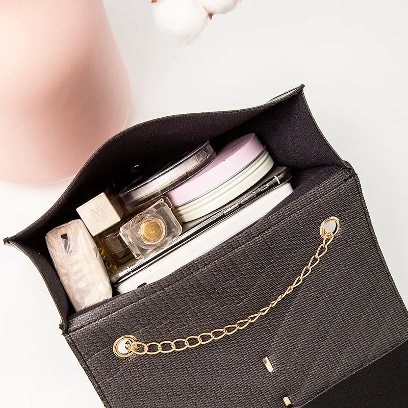 New Fashion Embroidered Mini Waterproof PU Bag Minimalist Fringe Chain Bag Handbag Women's Compact Square Crossbody Bag