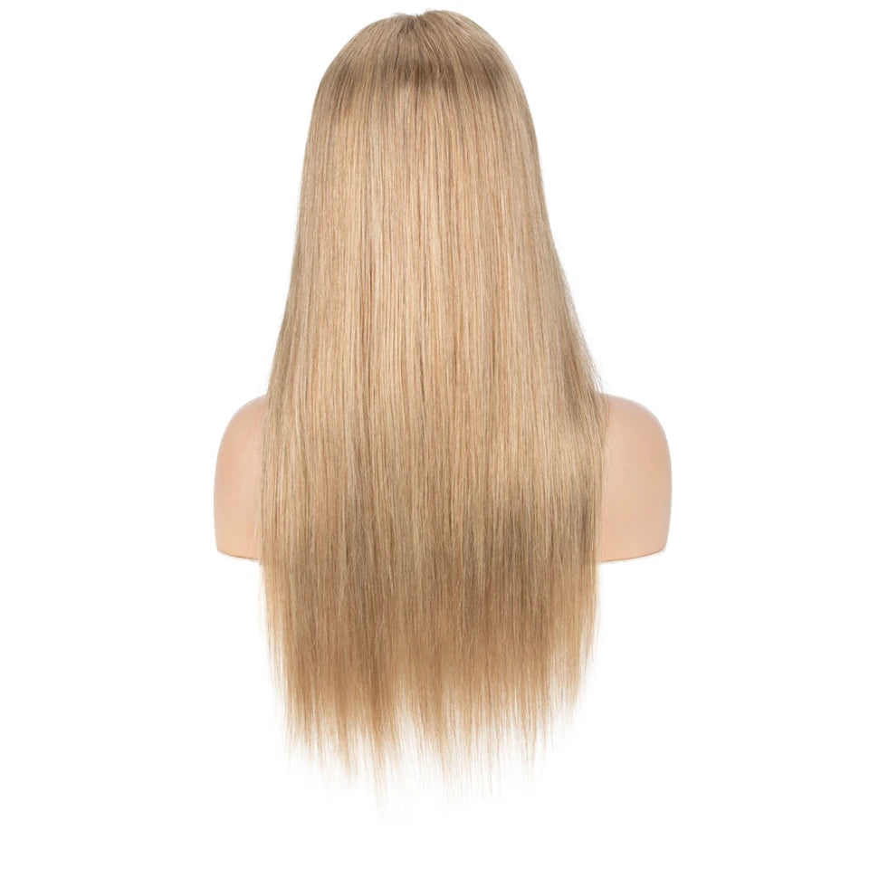 Sleek 28 Inch Gold Blonde Colored Human Hair Wigs 13X6X1Lace Front Brazilian Hair Wigs 100% Real Ready To Wear Cosplay Lace Wig