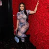 2024 Summer New Women's Sexy Backless Fashion Print Perspective Mesh Club Evening Jumpsuit