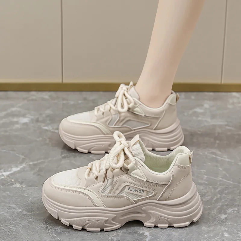 Simple Printing Korean Plate Shoes Spring Autumn College Wind Trend Casual Lace Breathable Wear Resistant Ladies' Casual Shoes