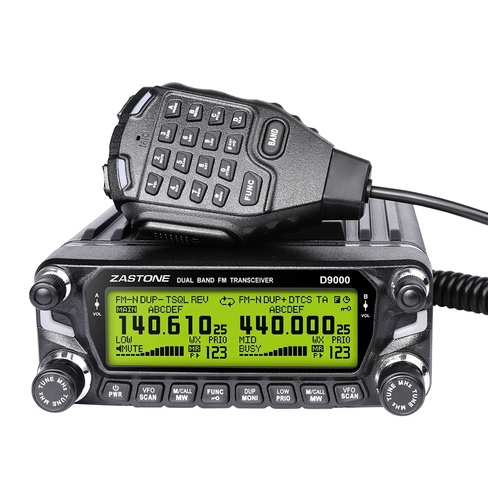2023 Zastone D9000 50W Car Walkie Talkie 50km Dual Band Air Band CB Radio 136-174/400-520MHz FCC CE Large Screen Display FM