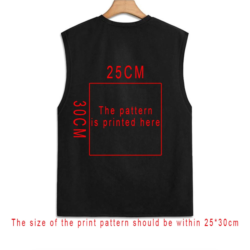 Free Shipping Men's 100% Cotton Sleeveless Tshirt Breathable Knitted 180g DTF Print Summer Sport Vest Men's Tank Tops