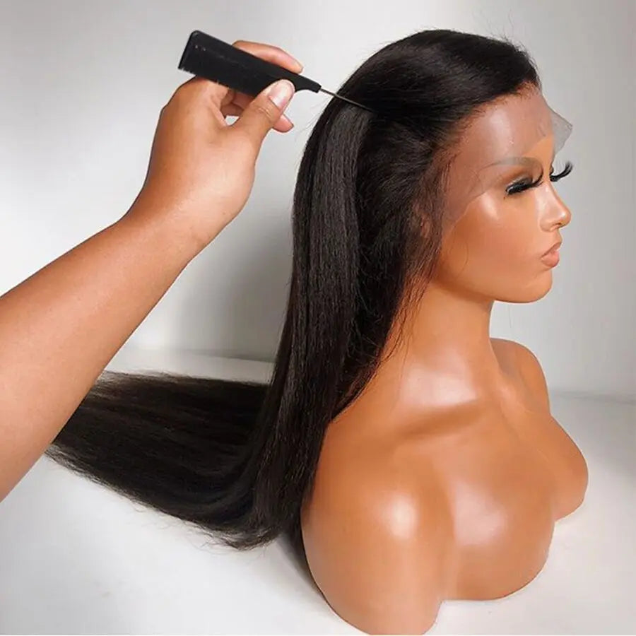 100 13x6 Raw Virgin Lace Frontal Human Hair Wig, Invisible Glueless HD Full Lace Front Wigs, Brazilian Bone Straight Hair Wig
