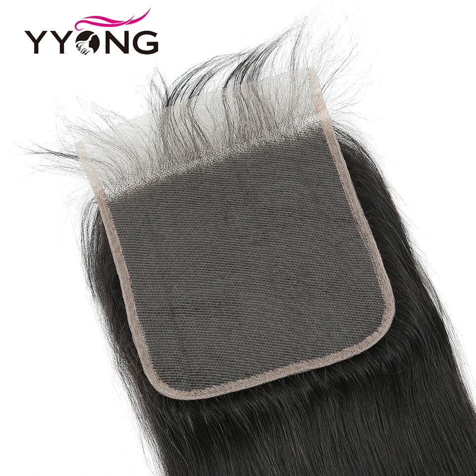 YYong Straight Hair Bundles With 6x6 Lace Closure Remy Brazilian Human Hair Weave Bundles With Closure Hair Extension