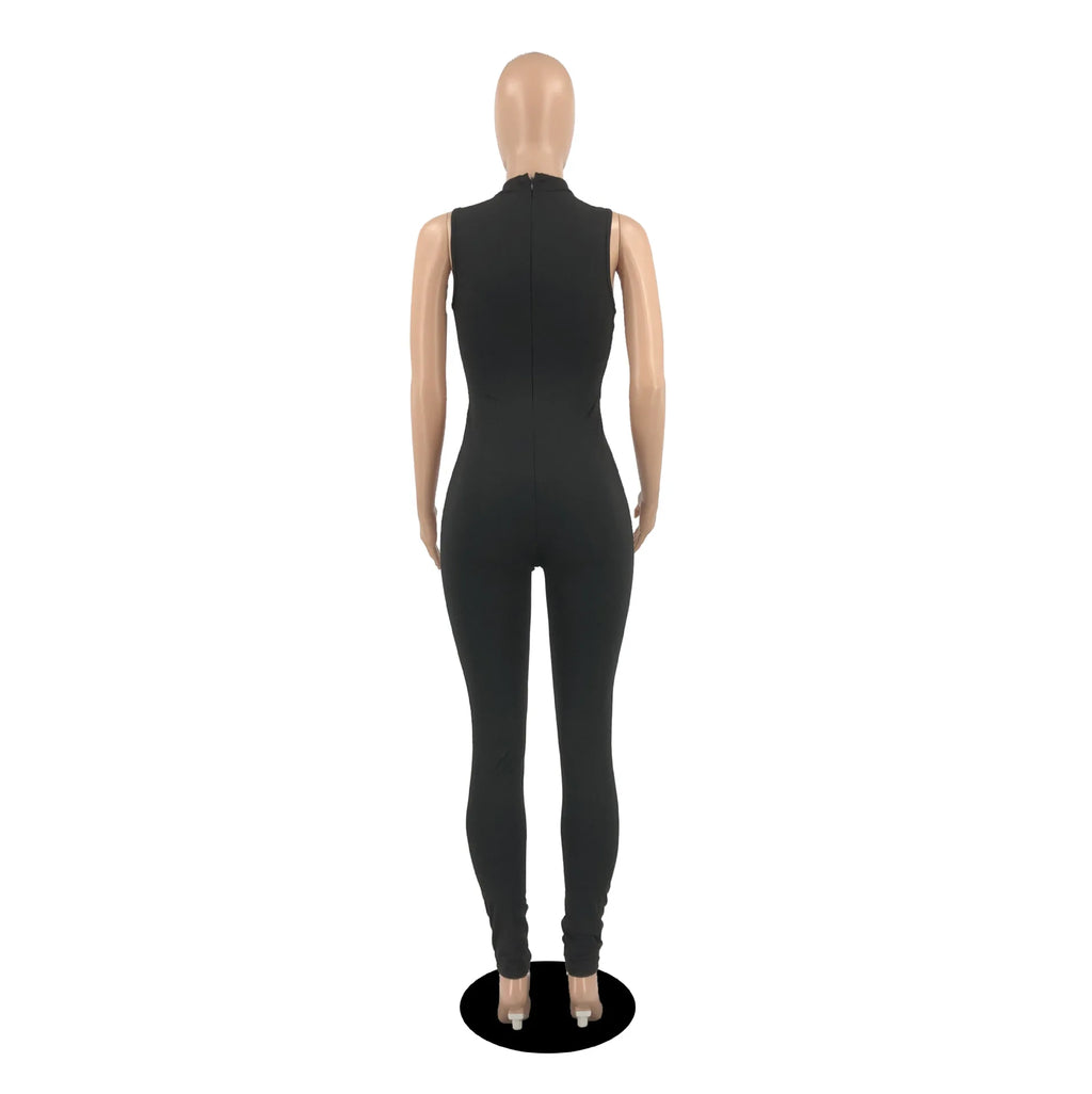 Bodycon Active Wear Ladies Bodysuit Sexy Cut Out Sleeveless Lady Woman Outfit Rompers Workout Spandex Jumpsuit for Women