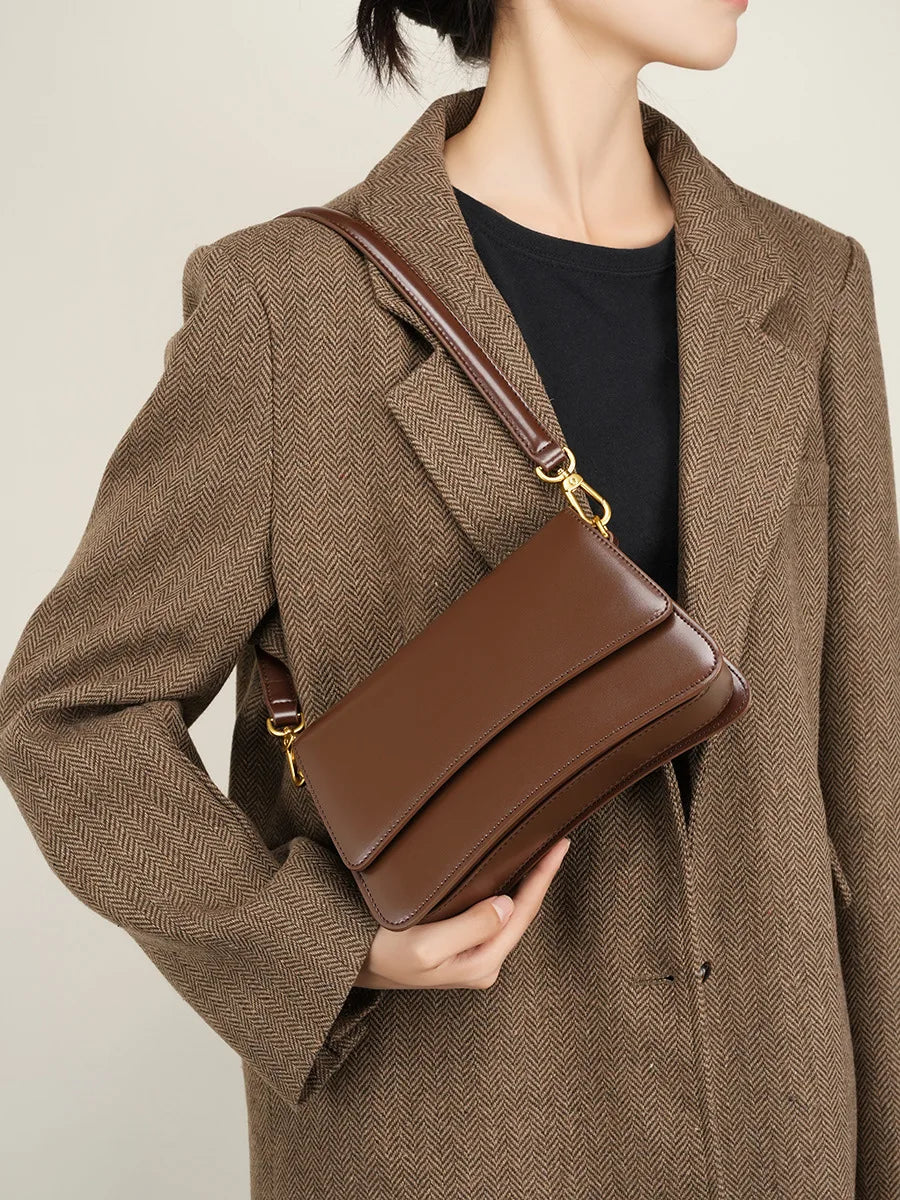 Mini Leather Flap Crossbody Sling Bags for Women 2025 Luxury Brand Design Handbag Simple Shoulder Bag Handbags Candy Portable