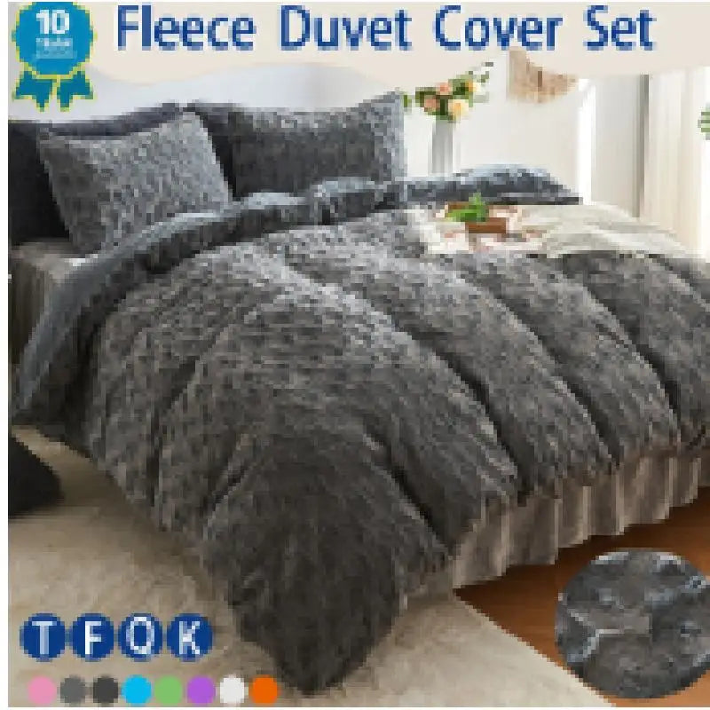 3PCS Premium Faux Fur Comforter Cover Set with Duvet Cover and 2 Pillow Shams-Made in China
